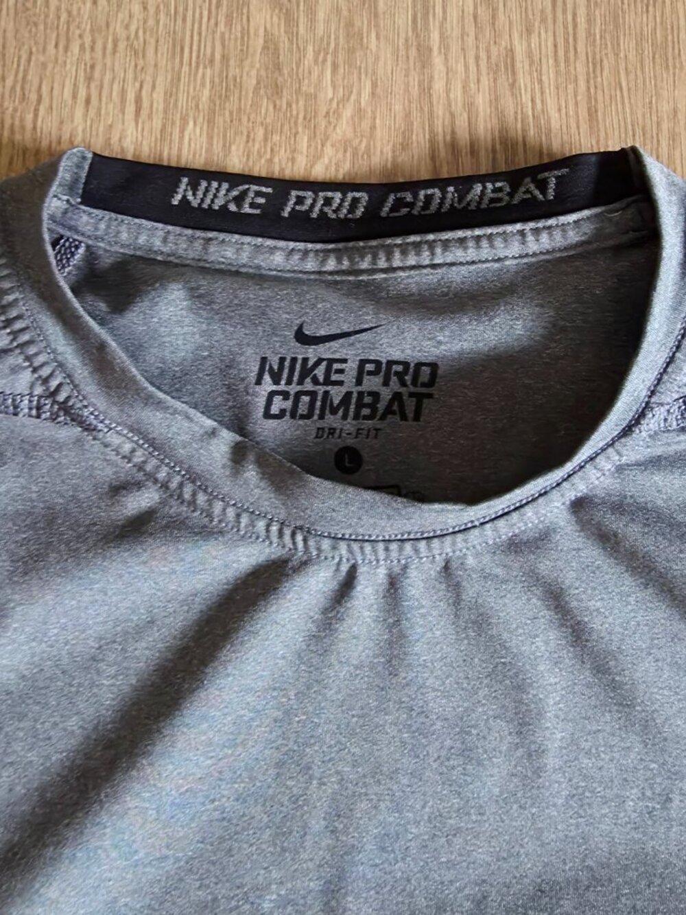 Nike Pro Combat Shirt Mens Large Gray Compression Dri-Fit Training Top